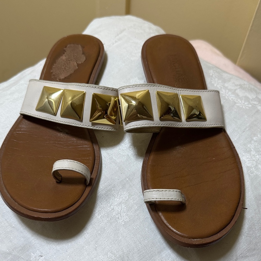 Michael Kors Women's Sandals with Gold and Cream Accents